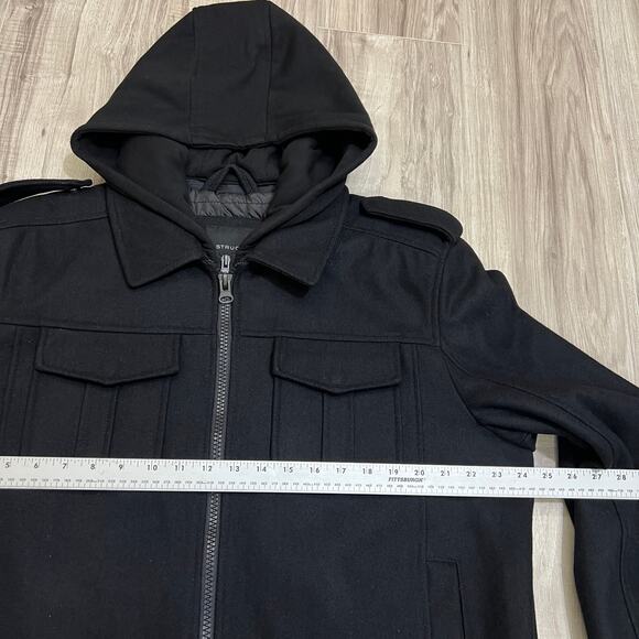 Structure Wool Blend Hooded Black Full Zip Jacket Size XL - Picture 5 of 12